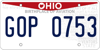 OH license plate GOP0753