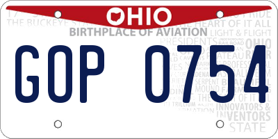 OH license plate GOP0754
