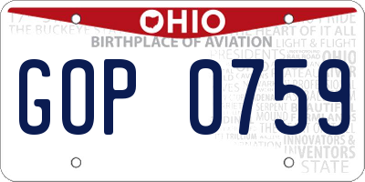 OH license plate GOP0759