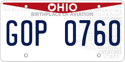 OH license plate GOP0760