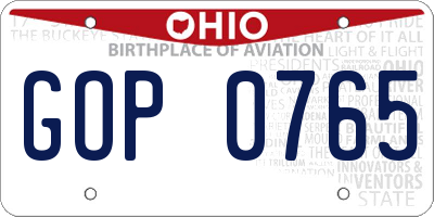 OH license plate GOP0765