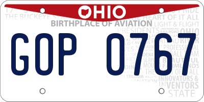 OH license plate GOP0767