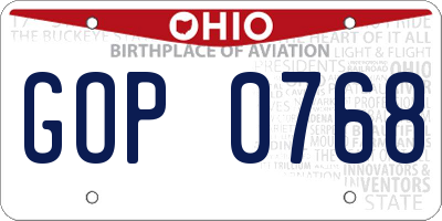 OH license plate GOP0768