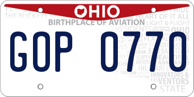 OH license plate GOP0770