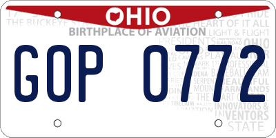 OH license plate GOP0772