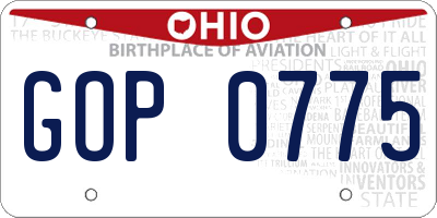 OH license plate GOP0775