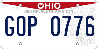 OH license plate GOP0776