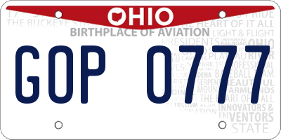 OH license plate GOP0777
