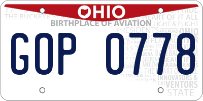 OH license plate GOP0778