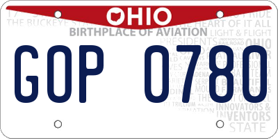 OH license plate GOP0780