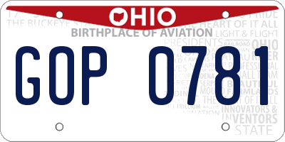 OH license plate GOP0781