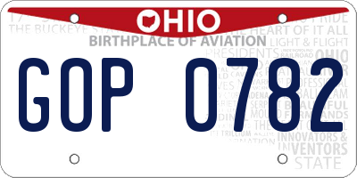 OH license plate GOP0782