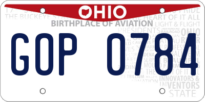 OH license plate GOP0784
