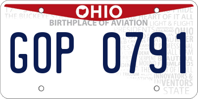 OH license plate GOP0791