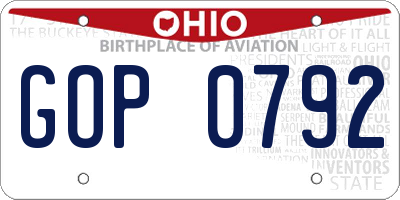 OH license plate GOP0792