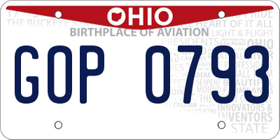 OH license plate GOP0793