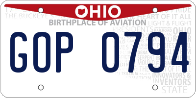 OH license plate GOP0794