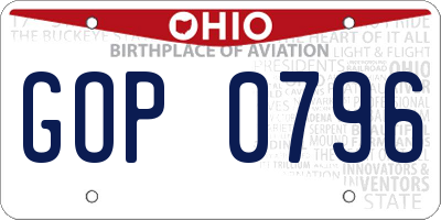 OH license plate GOP0796