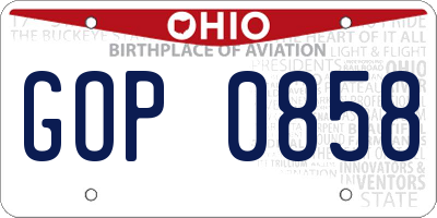 OH license plate GOP0858