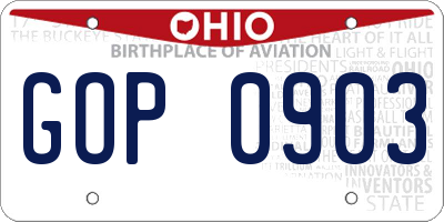 OH license plate GOP0903
