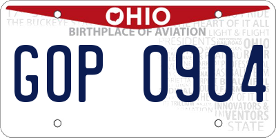 OH license plate GOP0904