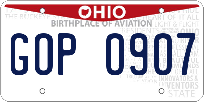 OH license plate GOP0907