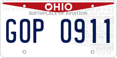 OH license plate GOP0911