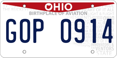OH license plate GOP0914