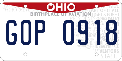OH license plate GOP0918
