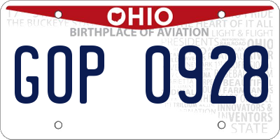 OH license plate GOP0928
