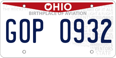 OH license plate GOP0932