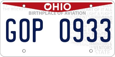 OH license plate GOP0933