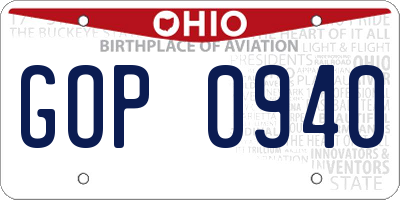 OH license plate GOP0940