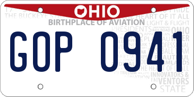 OH license plate GOP0941