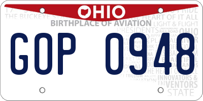 OH license plate GOP0948