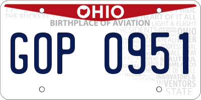 OH license plate GOP0951
