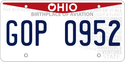 OH license plate GOP0952