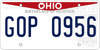 OH license plate GOP0956