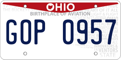 OH license plate GOP0957