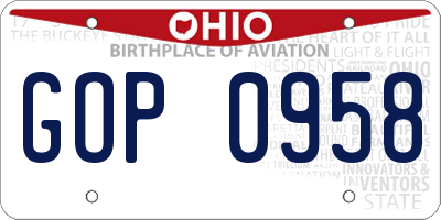 OH license plate GOP0958