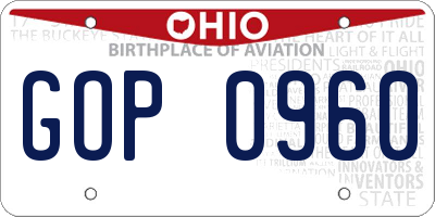 OH license plate GOP0960