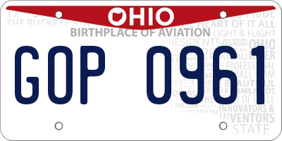 OH license plate GOP0961
