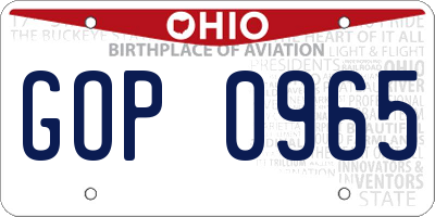 OH license plate GOP0965