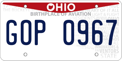 OH license plate GOP0967