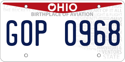 OH license plate GOP0968