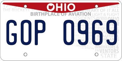 OH license plate GOP0969