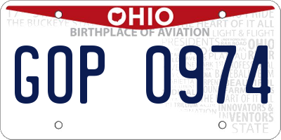 OH license plate GOP0974