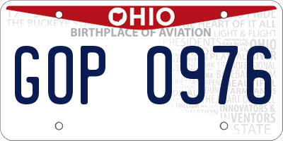 OH license plate GOP0976