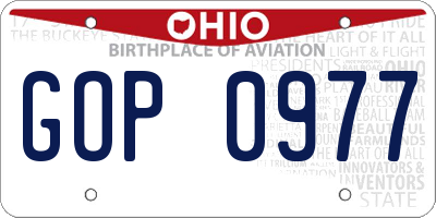 OH license plate GOP0977