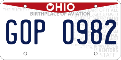OH license plate GOP0982